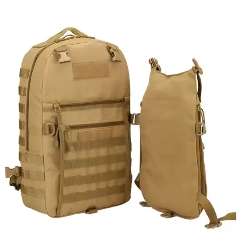 tan tactical outdoor hiking pack with detachable bag