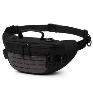 Bolsa de cintura tática preta com painel refletor