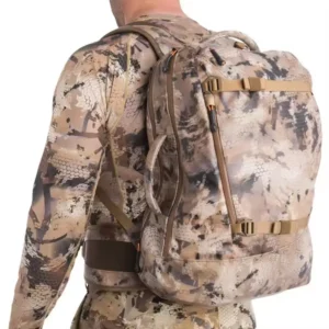 Person wearing camo huting backpack