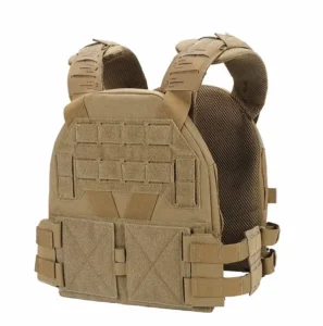 tan tactical plate carrier vest (side view)