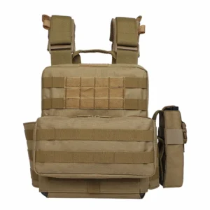 colete tático de airsoft bronzeado com bolsas para carregadores