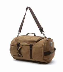 Brown travel duffel bag