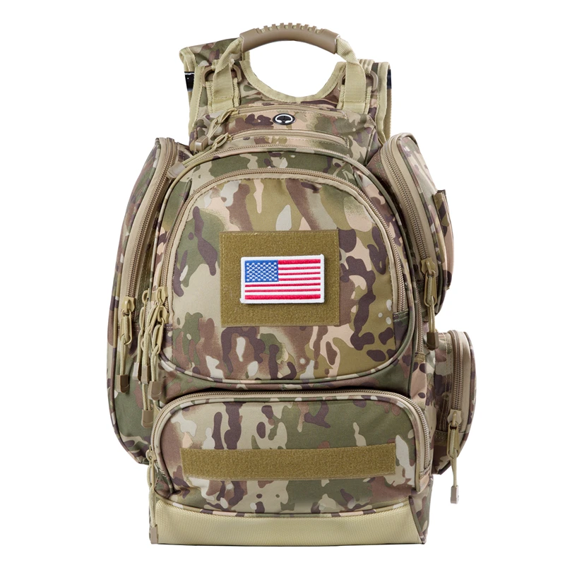 Multicam tactical backpack with American flag patch