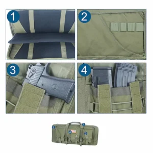 interior padding, side pocket, pistol holder, magazine slots