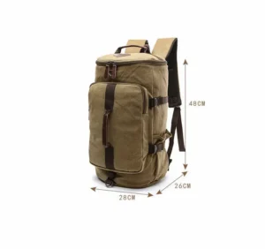 khaki canvas duffel bag