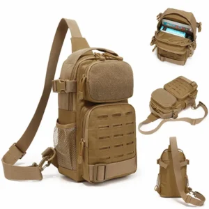 tan single shoulder tactical utility bag