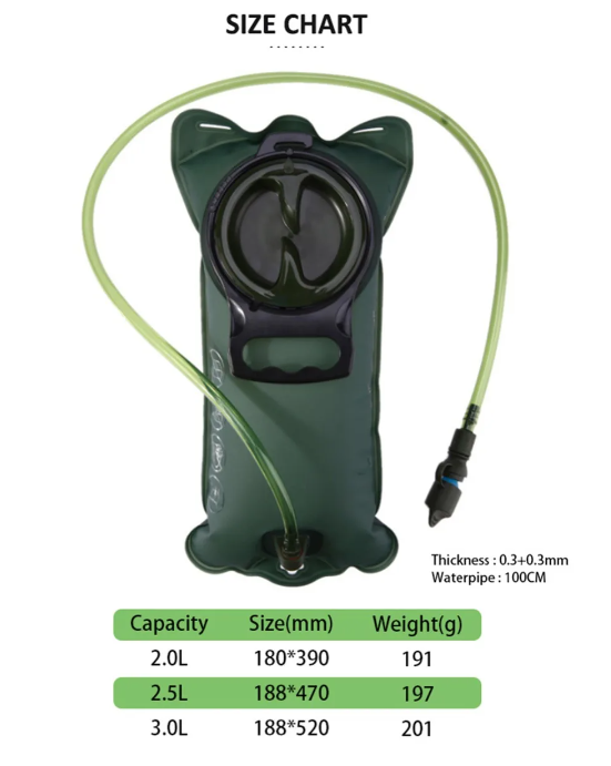 hydration pack sizes