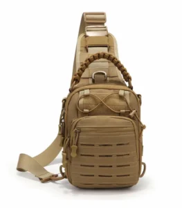 Tan Tactical Sling Bag with Braided Handle
