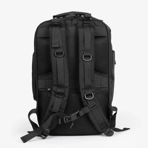 Black Tactical Backpack with padded shoulder straps