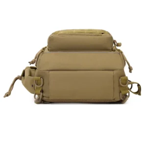 bottom of a tan tactical backpack