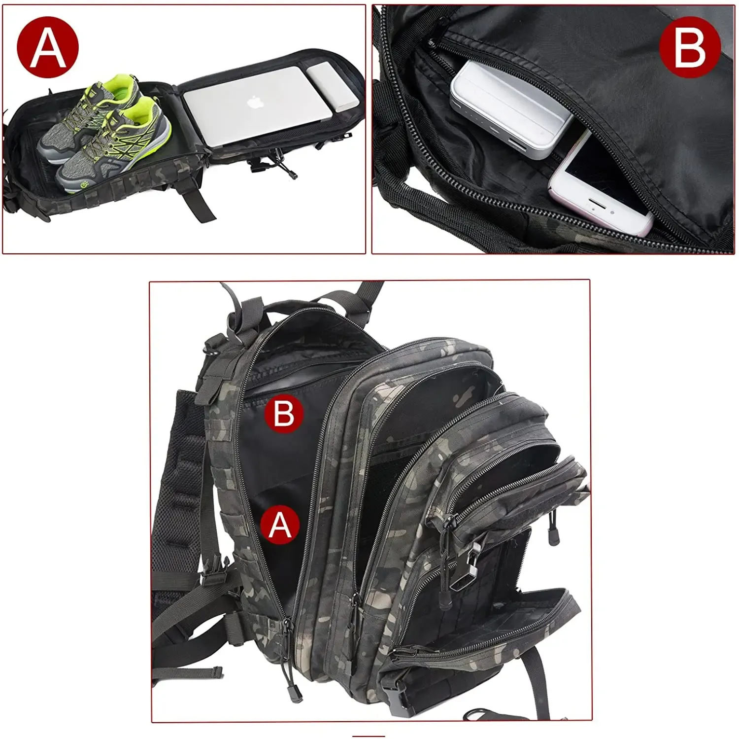grande capacidade tática mochilas