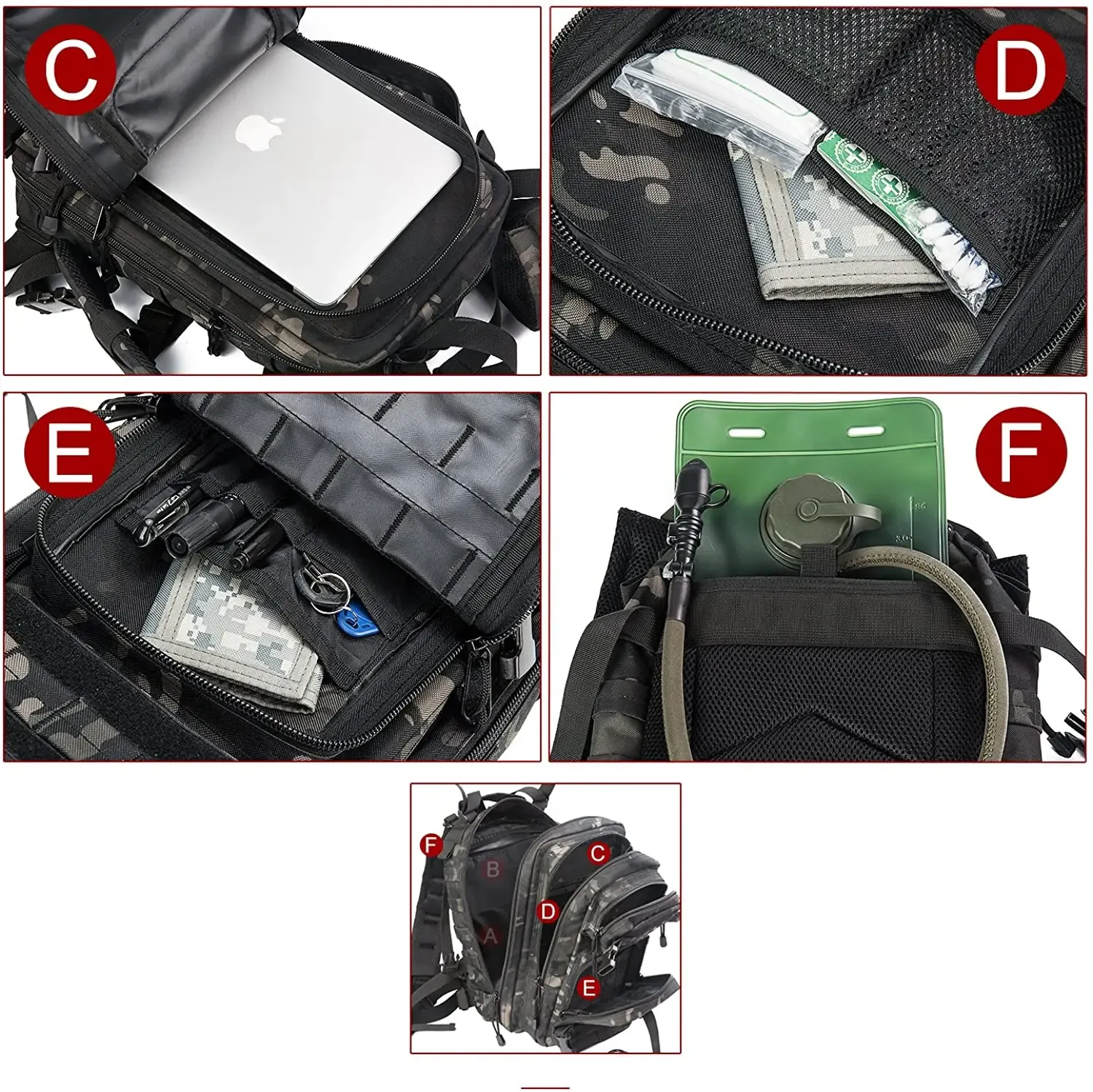 mochila tática com bexiga de água