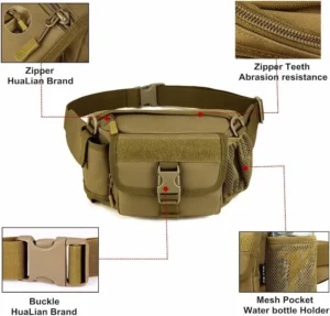 Tan tactical outdoor waist bag for running cycling