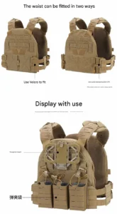 tan plate carrier with triple magazine pouches