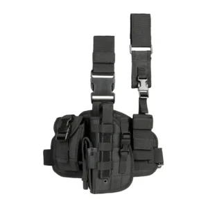 Black Tactical Drop Leg Holster with Multi-Pouches