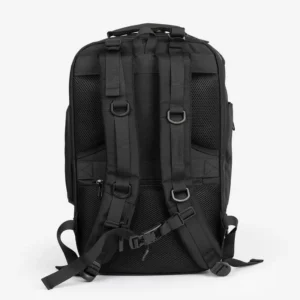 Black Tactical Backpack with padded shoulder straps