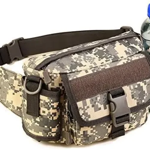 Camo Tactical Waist Bag with Bottle Holder