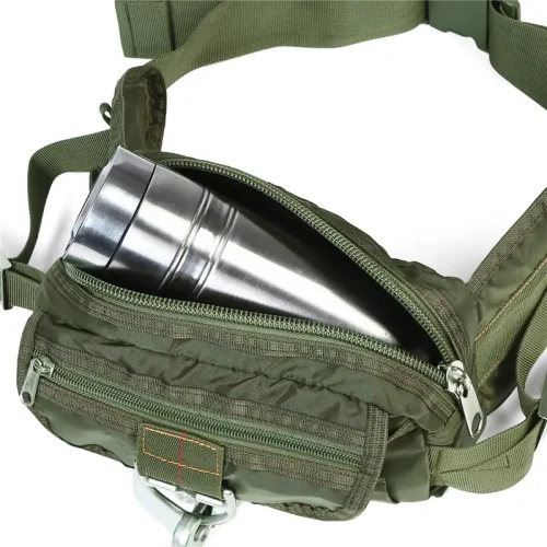 Main compartment with metal water bottle