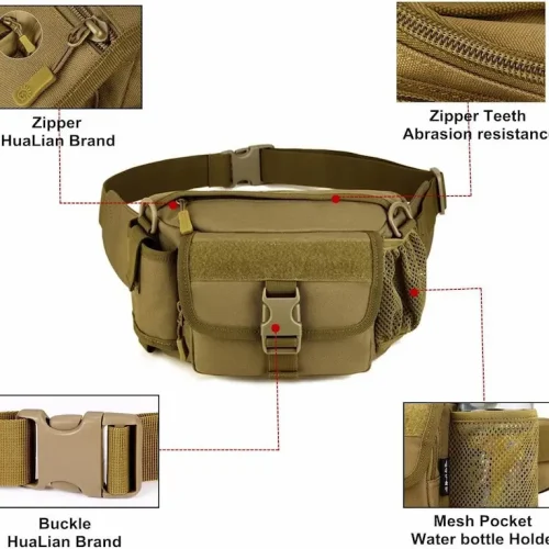 Tan tactical outdoor waist bag for running cycling