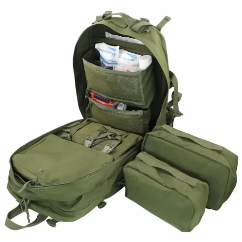 army green tacital medic backpack with removable pouches