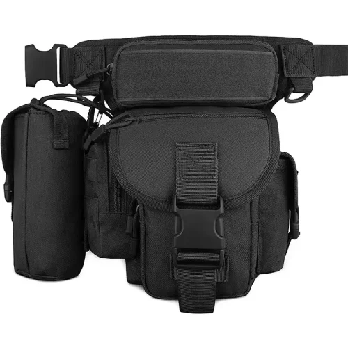 black tactical leg bag