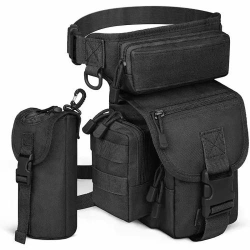 black tactical thigh bag