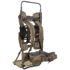 an external frame for a tactical backpack with straps and hip belt