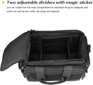 Schwarze Schießsporttasche mit Unterteilungen