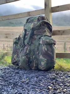 DPM camo bergen rucksack placed outdoors