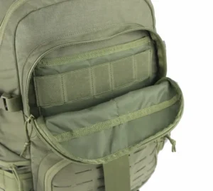 Olīvu zaļās taktiskās mugursomas atvērtā priekšējā kabata