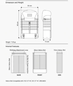 Dessin technique d'un sac à dos tactique noir à roulettes