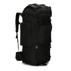 black tactical military rucksack with internal frame
