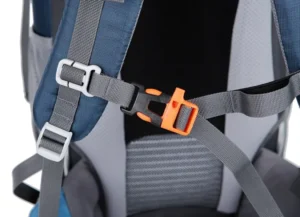 zaino da trekking outdoor blu (fibbia arancione sulla tracolla)