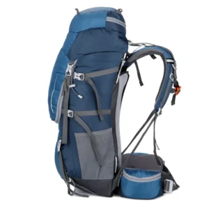 zaino da trekking blu grande con telaio