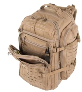 large tan tactical military backpack