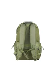 olive green tactical assault backpack with padded shoulder straps