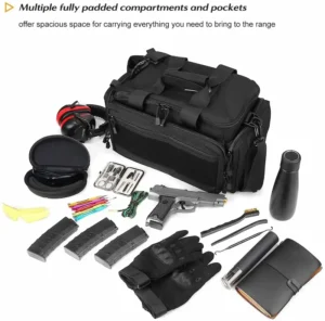 taktische Schießstandtasche mit diverser Schießausrüstung