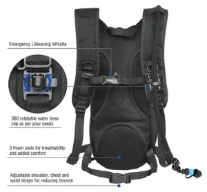 Black Breathable Outdoor Hydration Backpack