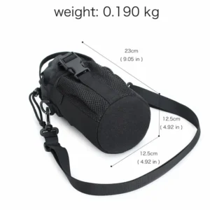 Black tactical bottle carrier with dimensions