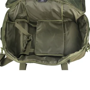 Olive duffel bag interior