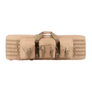 Tan Tactical Lockable Rifle Case with MOLLE Pouches