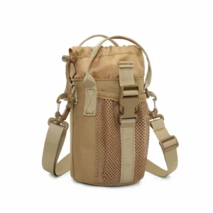 Tan tactical water bottle holder with shoulder strap