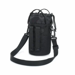 black MOLLE water bottle bag with straps