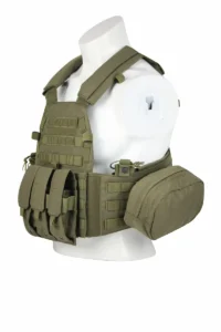green military plate carrier vest with mag pouches