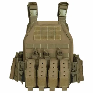 brunfärgad väst med snabbkoppling för plattbärare