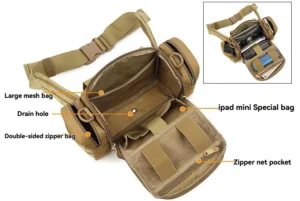 borsa tattica a tracolla tan con tasche multiple