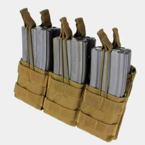 hnědé trojité pouzdro na zásobníky s elastickým páskem