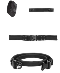 Tactical duty belt set with keepers and accessory straps black