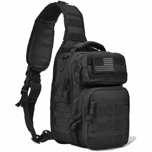 Bolsa táctica MOLLE negra con asa para llevar oculta