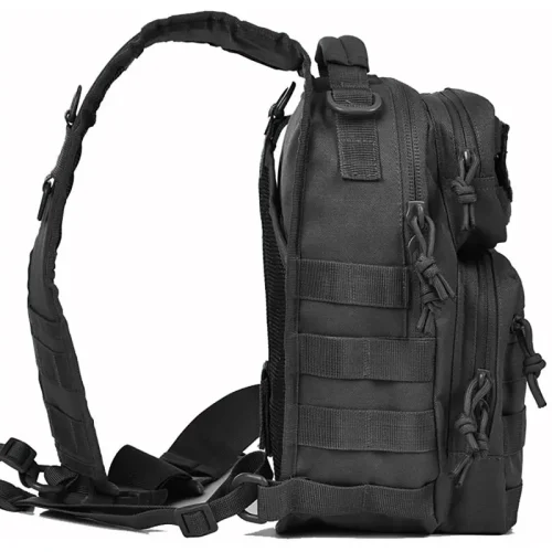 Mochila táctica negra de un solo hombro